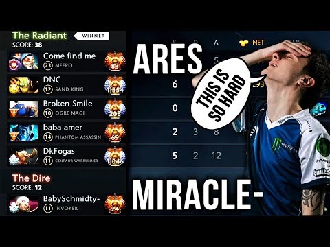 Miracle- Invoker vs LVL 25 Meepo Spammer Ares - BRUTAL Mid Battle - Dota 2 TOP MMR