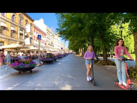 4K People in Karl Johans gate on a summer day - Oslo Norway july 2021
