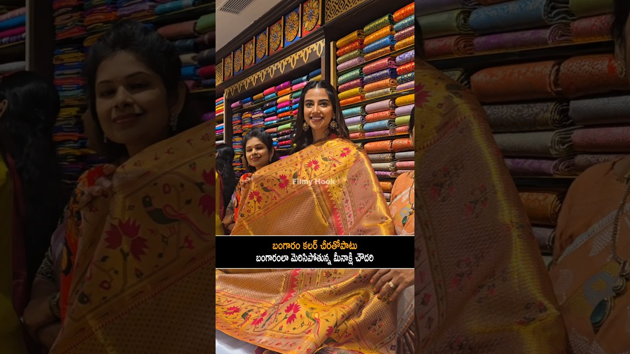 బంగారం కలర్ చీరతో పాటు బంగారంలా మెరిసిపోతున్న మీనాక్షి చౌదరి | Meenakshi Chaudhary Stunning Looks