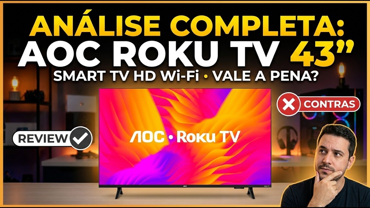 Miniatura da avaliação em vídeo de Smart TV AOC 43 Polegadas Full HD 43S5045/78G Roku TV