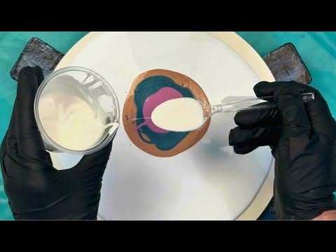 SheleeArt Bloom on Birch Round | Tranquil Sunday Paint Pour