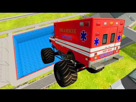 High Speed Jumping In Pool - BeamNGDriveR