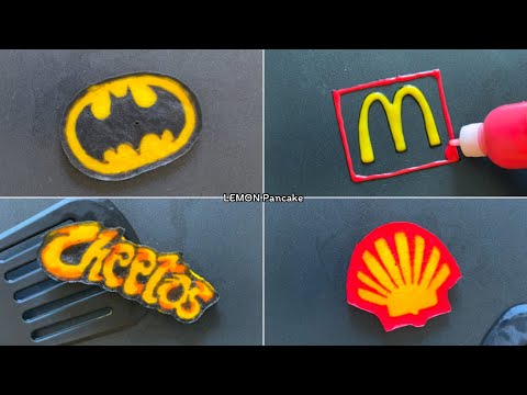 Drawing Yellow Logo Pancake Art - Batman, Shell, Cheetos, McDonald’s | LEMON Pancake