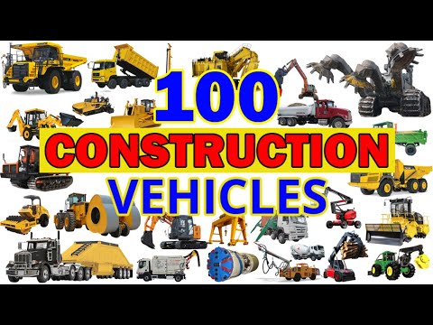 100 Vehicle Names in English | Most Powerful Construction Machines | Excavators, Cranes, Dump Trucks