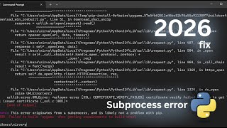 2026 FIX!! Build wheel subprocess error code 1 in Python (cmds in description)