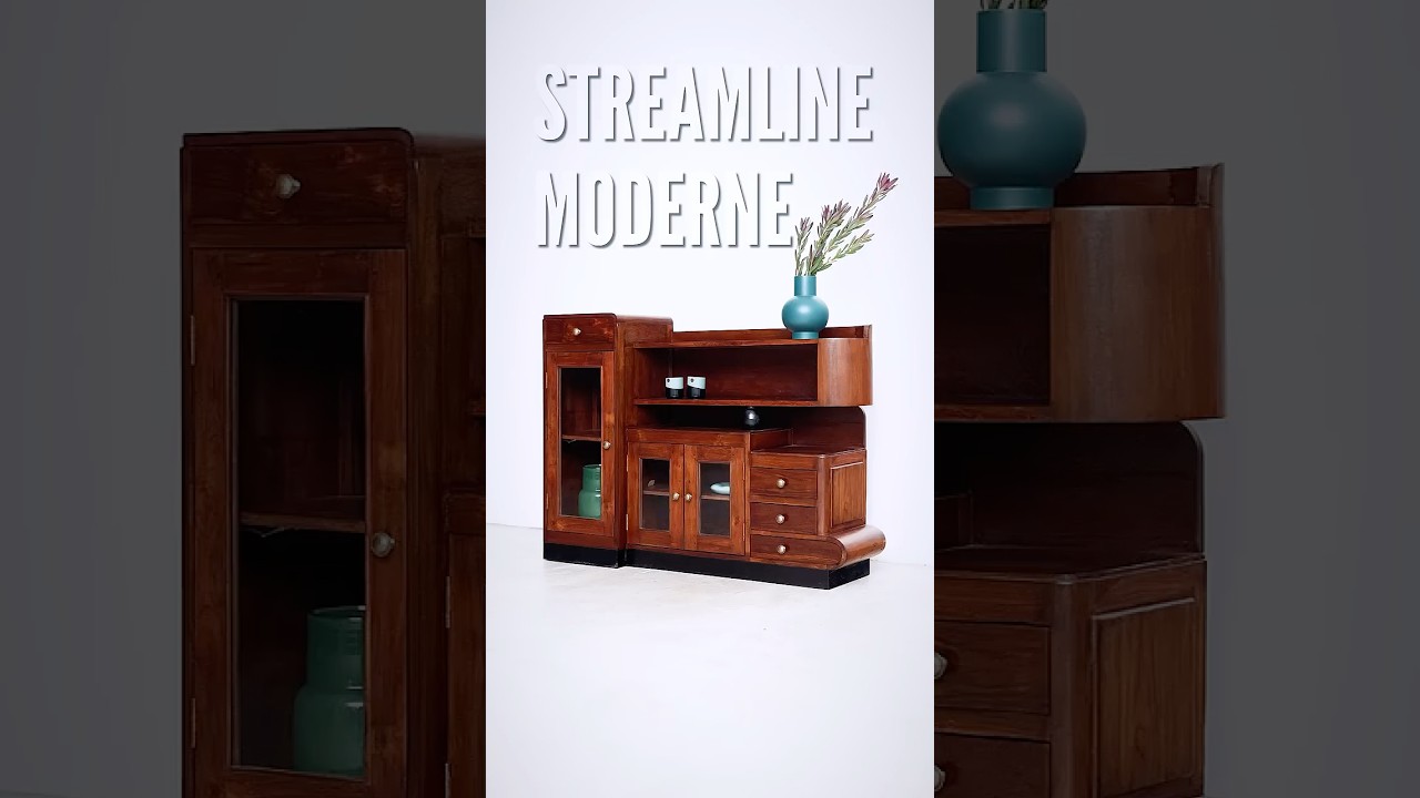 1930s Streamline Moderne Art Deco Sideboard | Vintage Teak Furniture Singapore