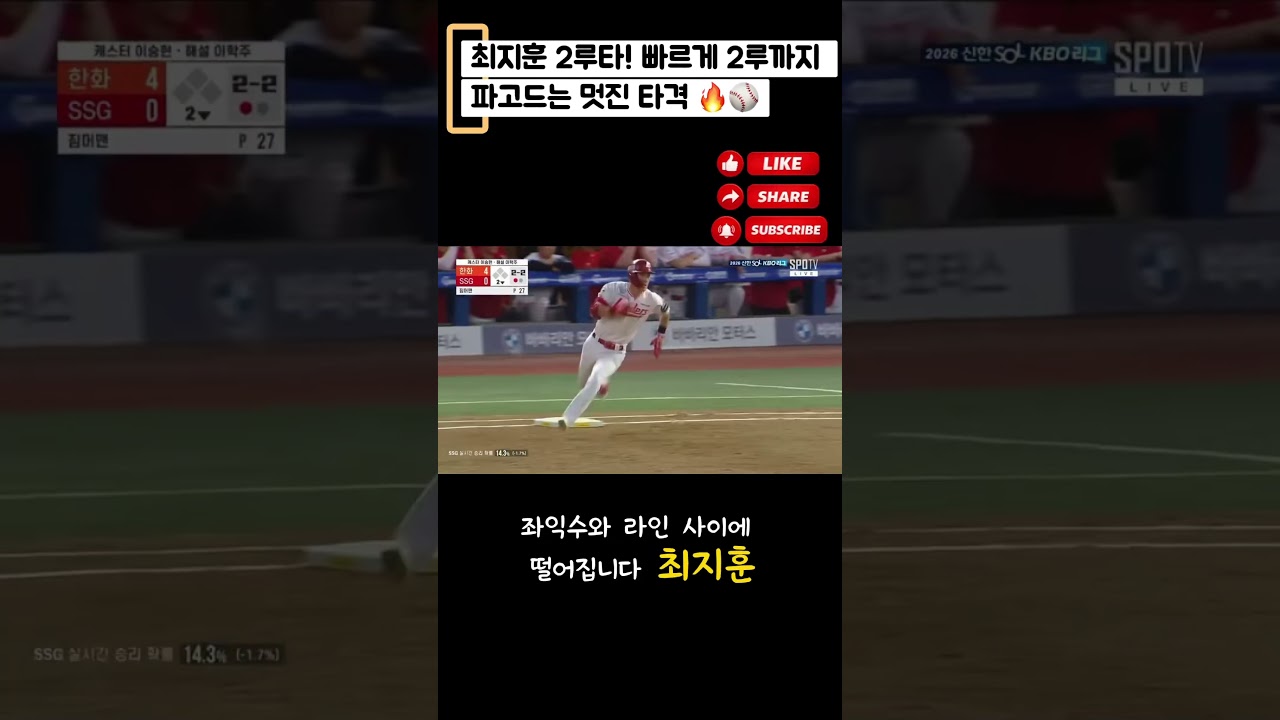 #최지훈 #SSG랜더스 #SSG #KBO #프로야구 #야구 #2루타 #야구하이라이트 #쇼츠 #shorts