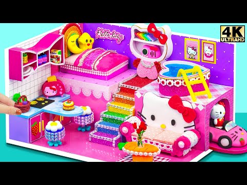 Reuse Cardboard To Make Cute Hello Kitty House with Heart Slime Swimming Pool ❤️ DIY Miniature House