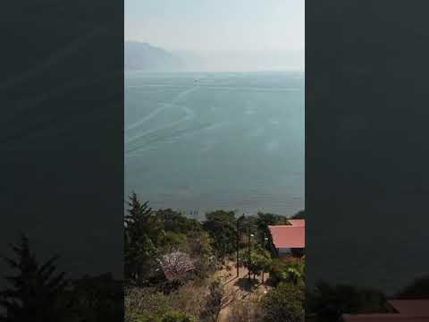 Drone over lake atitlan Guatemala