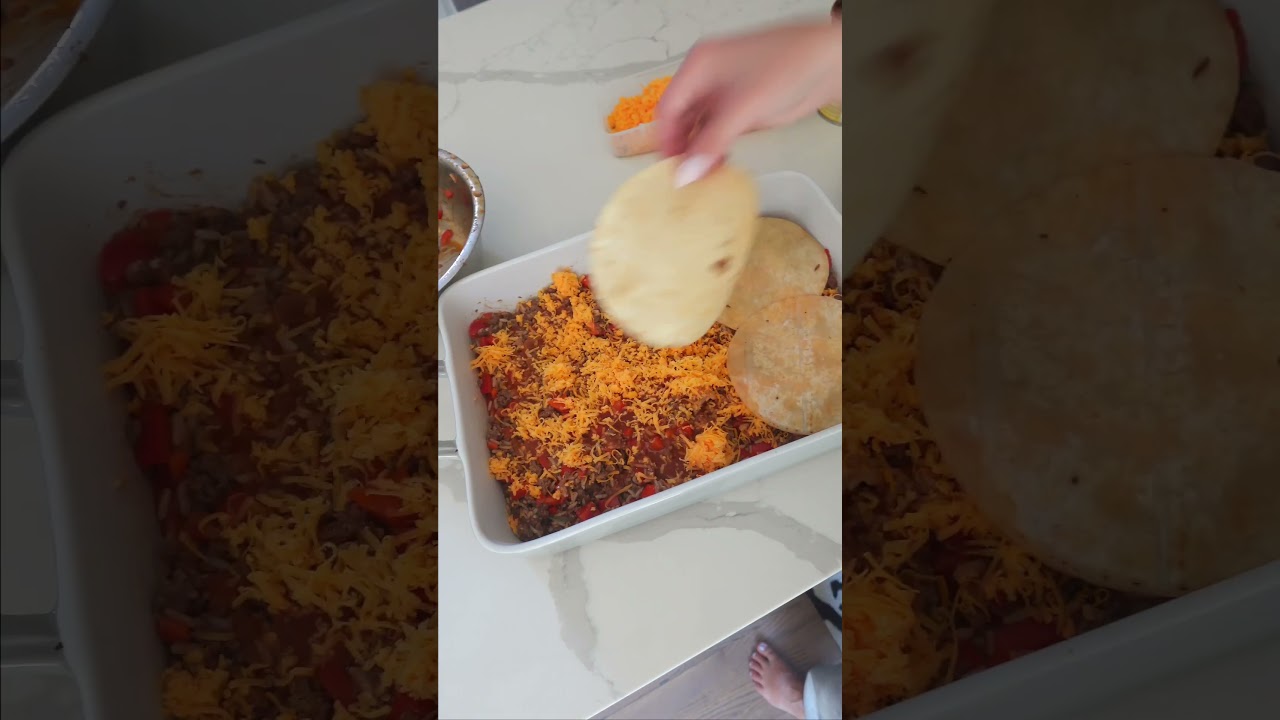 Beef enchilada casserole 🤤 this was one of the best creations I’ve ever come up with #food #recipe