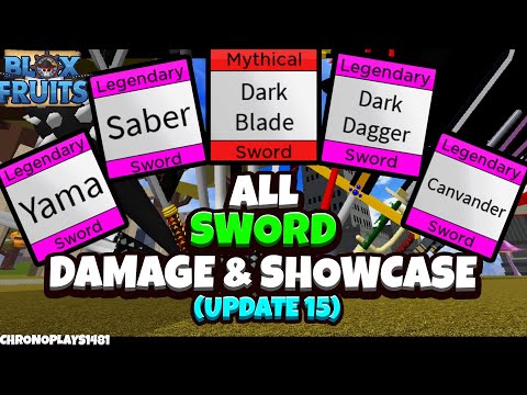 All Sword Damage and Showcase on A 25Mil Player [Update 15] - Blox Fruits [Roblox]