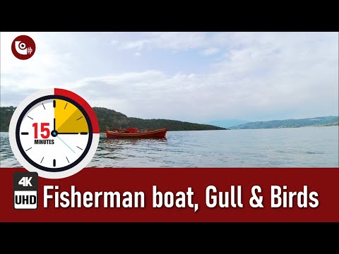 🕐 Fisherman boat ⛵ - Relaxing Sea - 🌊Wave Sounds & Greek Nature Mountain Pelion l 15min 4K Ultra HD