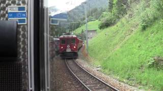 preview picture of video 'RhB Bernina line: Waiting for a regional zug to pass'