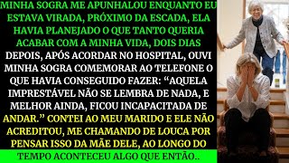 Minha sogra me empurrou Da escada da minha casa, então ela fez uma ligação, O serviço já está feito.