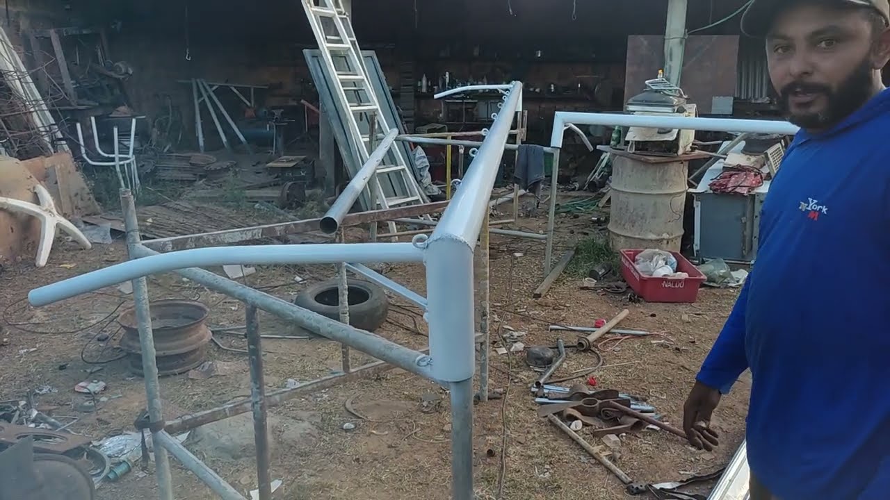 Trave para futebol, feita na serralheria