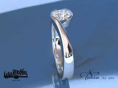 18ct white gold embrace style diamond solitaire engagement ring from Walker & Hall Jewellers