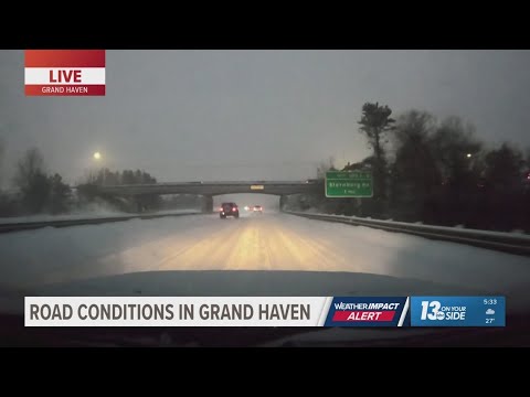 Heavy snow leads to slick roads along Michigan lakeshore
