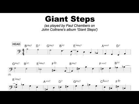 Giant Steps - Paul Chambers' bass line TRANSCRIBED (follow ➝ Read ➝ PLAY along)