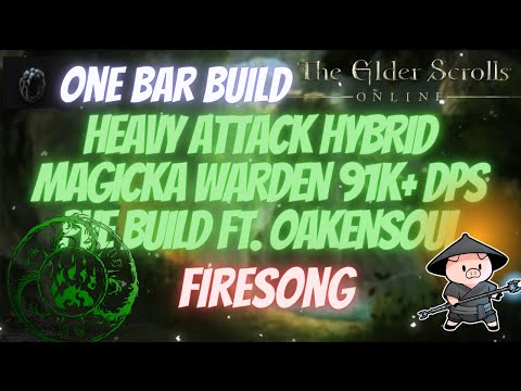 ESO Heavy Attack One Bar Hybrid Magicka Warden (Magden) 91k+ DPS  Build Ft. Oakensoul Firesong