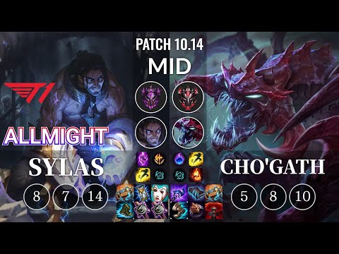 T1 Allmight Sylas vs Cho'Gath Mid - KR Patch 10.14