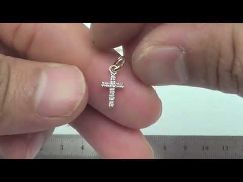 14K Gold 10mm Cross Charm (7Pcs Diamond,0.04Cts)-PAF29750