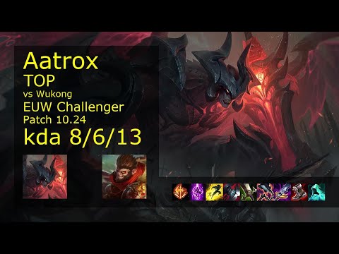 Aatrox Top vs Wukong - EUW Challenger 8/6/13 Patch 10.24 Gameplay