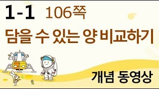 [천재교육] 우등생 해법수학 1-1 개념 강의 (106쪽) 담을 수 있는 양 비교하기