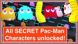 CROSSY ROAD ALL SECRET PAC-MAN 256 CHARACTERS UNLOCK! | Inky, Clyde, Blinky, Pinky | Update (iOS)