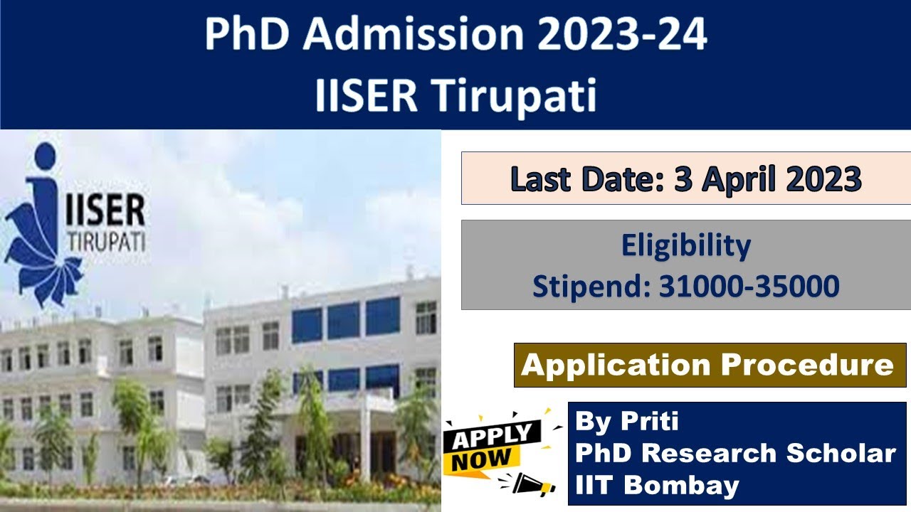 IISER Tirupati PhD Admission 2023 || PhD Admission 2023