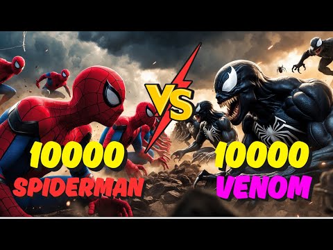 10000 SPIDERMAN vs 1000 VENOM !!! Who Wins?
