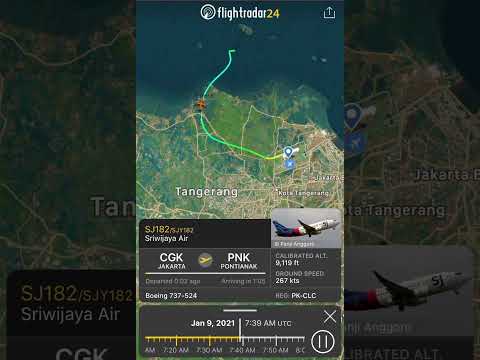 Sriwijaya Air Flight 182 Crash Flightradar24 Screen Recording (Please Read Description)