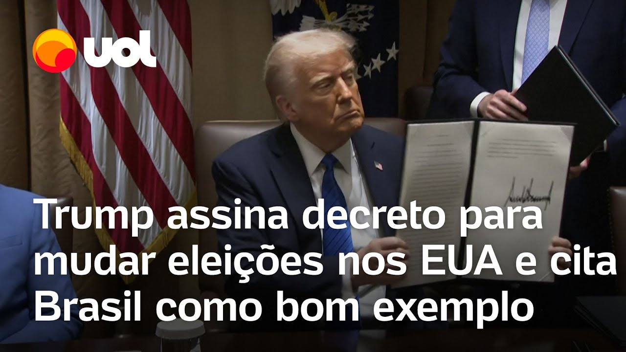Trump assina decreto que cita Brasil como bom exemplo de sistema eleitoral e muda eleições nos EUA