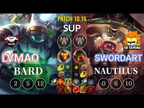 JDG LvMao Bard vs SN SwordArt Nautilus Sup - KR Patch 10.16