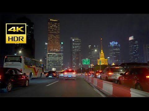 [4K HDR] [16NOV2023] Shanghai Night Drive Downtown. Lujiazui, Pudong Ave Tunnel, West Nanjing Road.
