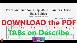 Peer Gynt Suite No. 1, Op. 46 - III. Anitra's Dance by Edvard Grieg for Guitar Tutorial with TABs
