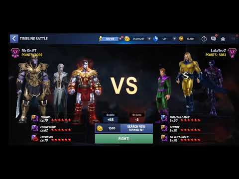 Thanos vs Molecule Man, Sentry, and Silver Surver (Timeline Battle) Marvel Future Fight