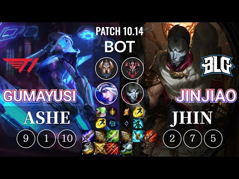 T1 Gumayusi Ashe vs BLG Jinjiao Jhin Bot - KR Patch 10.14