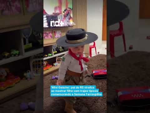 'Mini Gaúcho': pai do RS viraliza  ao mostrar filho com trajes típicos na Semana Farroupilha