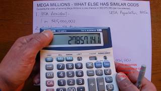 Comparing Winning Mega Millions to Other Unlikely Events - Step by Step Calculations