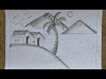 Easy village Scenery Drawing || Prakritik drishya || Hillside, tree drawing || Scenery drawing easy