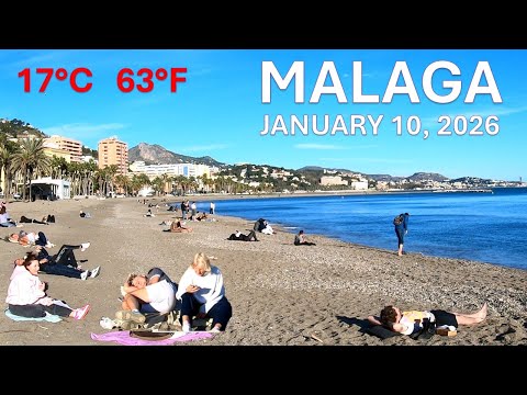 Malaga Beach Walk, Spain Costa del Sol, January 2026