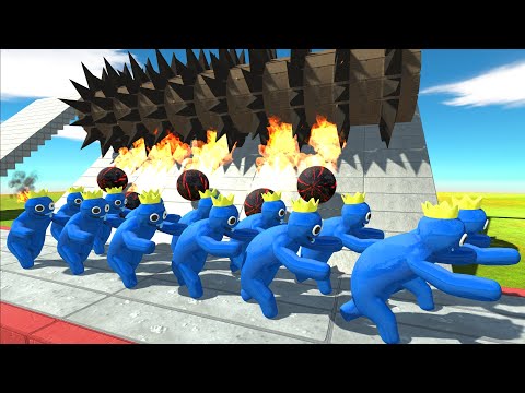 Challenge Running Through Fireballs and Falling Wood Grinders - Animal Revolt Battle Simulator