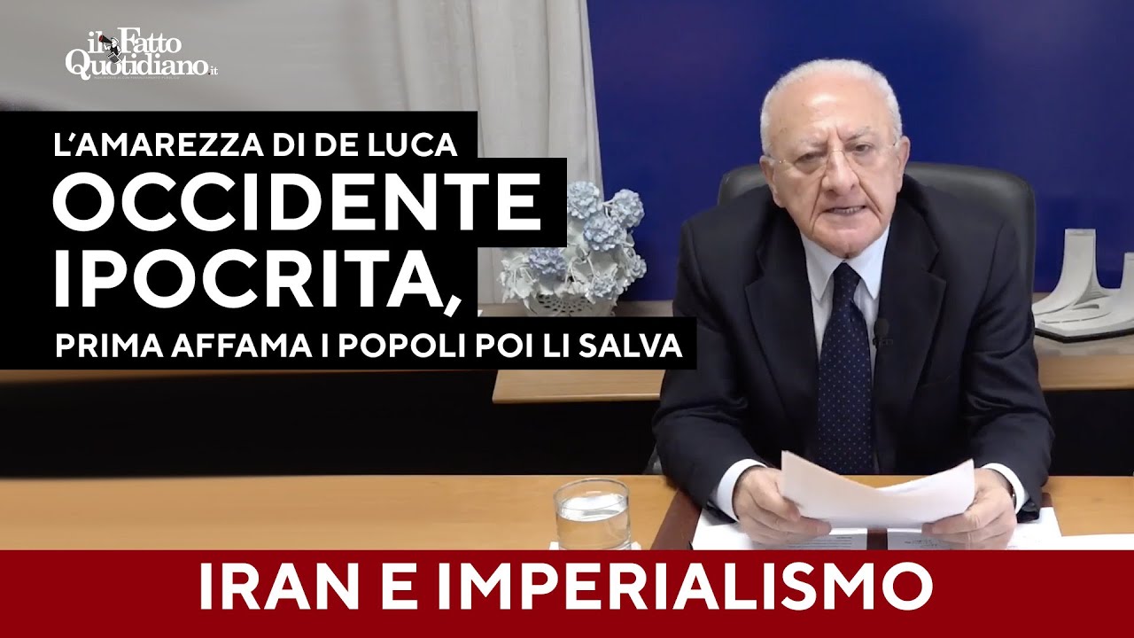 L'amarezza di De Luca: "Occidente ipocrita, prima affama i popoli poi vuole salvarli"