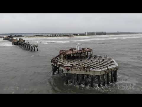 09-16-2020 Gulf State Park, AL - Pier Destroyed - Drone Views Over Pier - Gulf Shores Skyline and Be