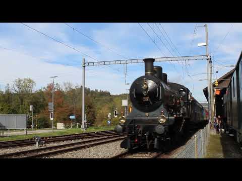 Durchfahrt des Extradampfzug mit A 3/5  705 von Bad Zurzach Koblenz Bhf  175 Jahre SBB 2022