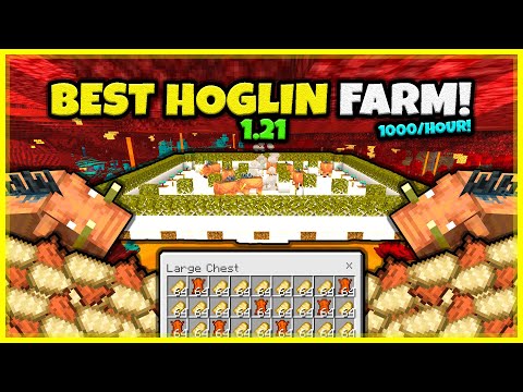 BEST HOGLIN FARM EVER!! (1000/HOUR!) In Minecraft Bedrock 1.21