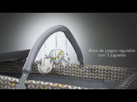Cuna de viaje FLOWER 2 en 1 con cambiador y arco de juguetes de Lionelo