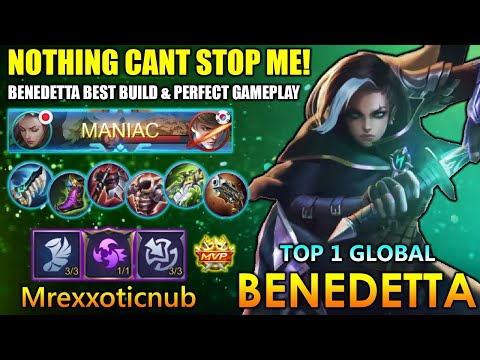 MANIAC! Benedetta Best Build & Perfect Gameplay - Top 1 Global Benedetta By Mrexxoticnub ~ MLBB