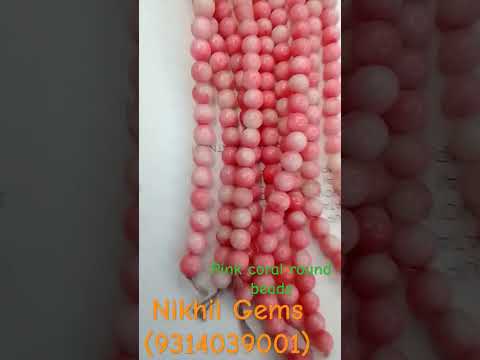 pink coral round beads
