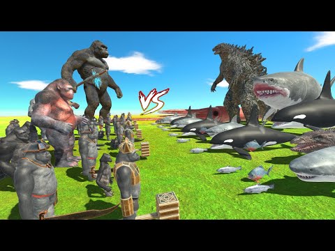 AQUATICS + GODZILLA VS MUTANT PRIMATES + KING KONG - Animal Revolt Battle Simulator